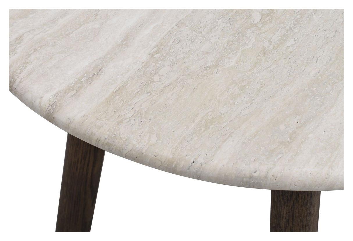 Taransay Coffee table, Beige travertine, Brown oak, Ø60