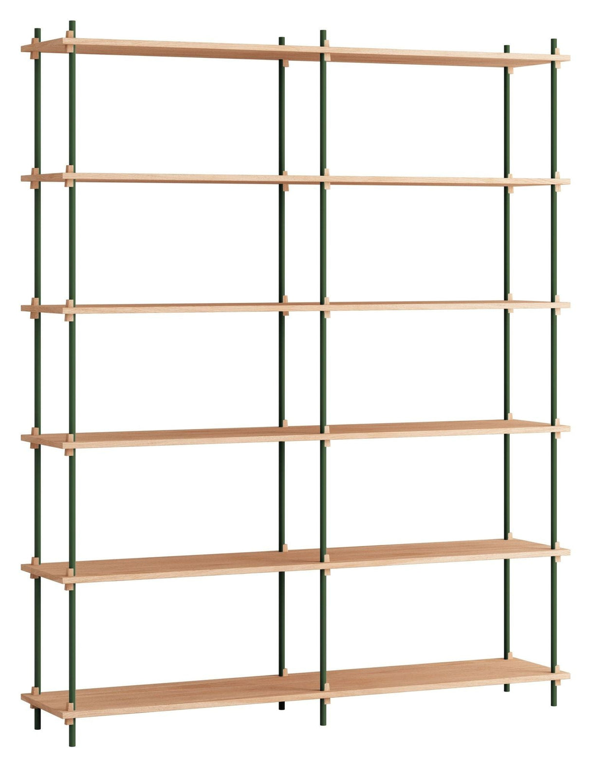 Shelving System, 2 bays, 12 shelves, H:200, Oak/Green