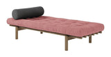 Next Daybed, Brown lacquered pine, Sorbet Pink velvet