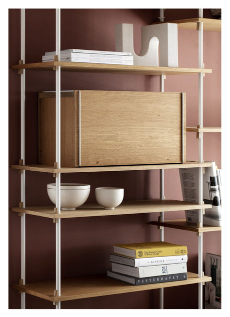 Shelving System, 2 bays, 9 shelves, H:200, Oak/White