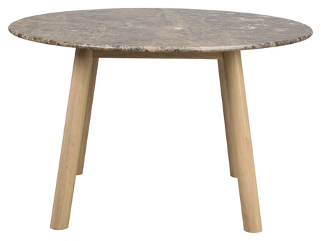 Taransay Dining table, Brown marble, White pigm., Ø125