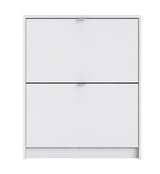 Shoes Shoe cabinet 2 folding doors with 2 compartments - White