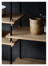 Shelving System, 2 bays, 7 shelves, H:115, Oak/Black