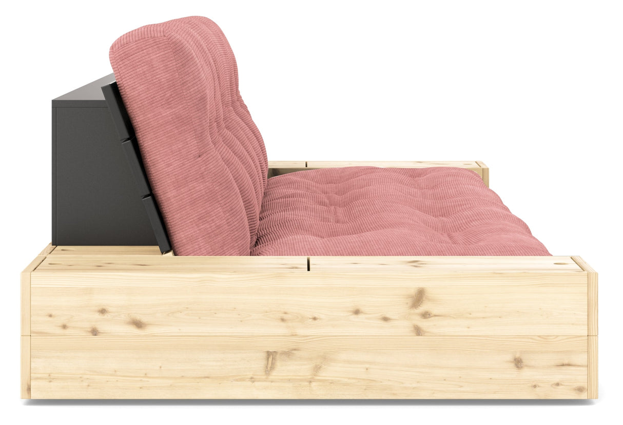 Base Sofa bed with Sideboxes, Sorbet Pink/black