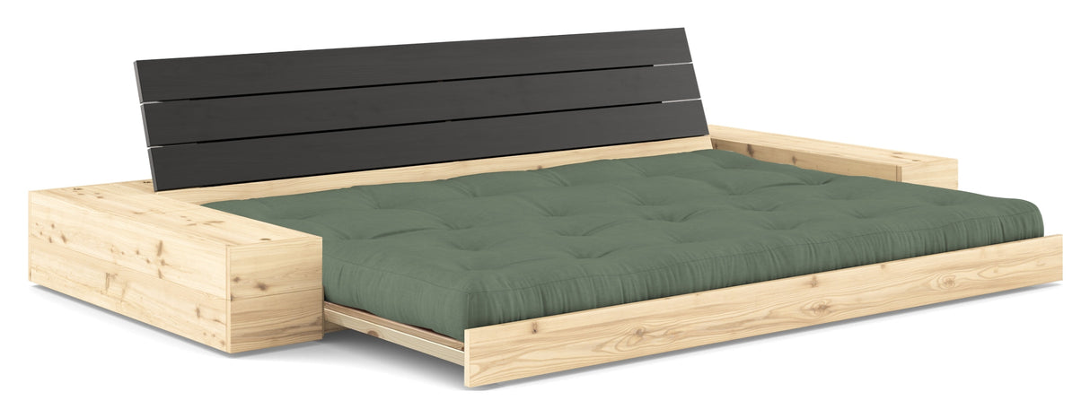 Base Sofa bed with Sideboxes, Olive Green/black