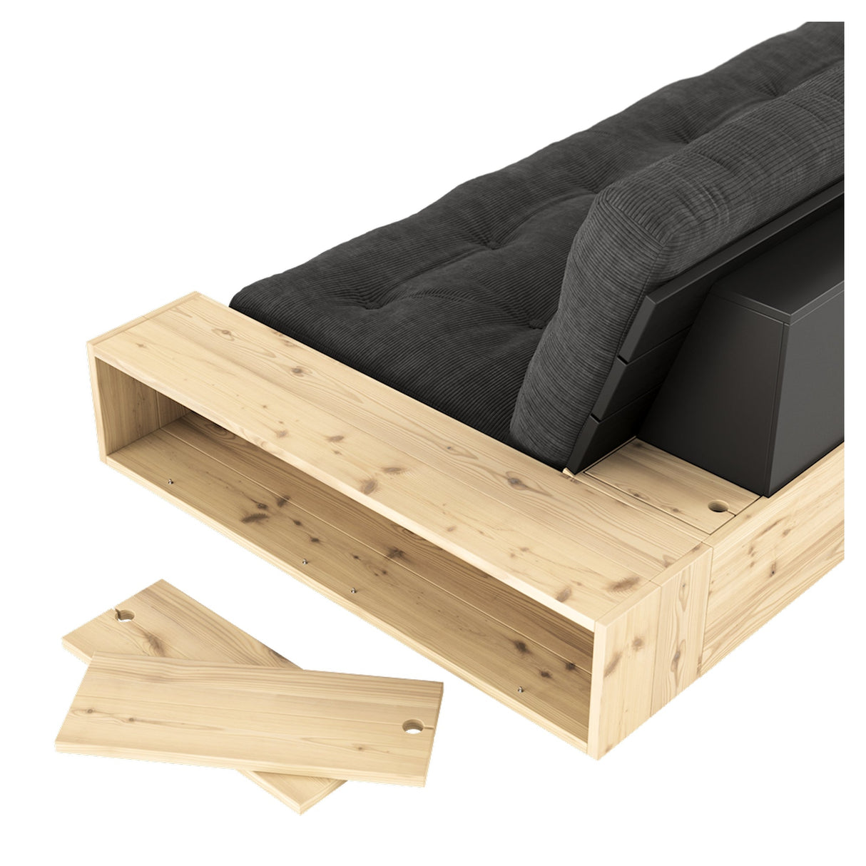 Base Sofa bed with Sideboxes, Mocca/nature