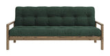 Knob Sofa bed, Brown lacquered pine, Seaweed velvet