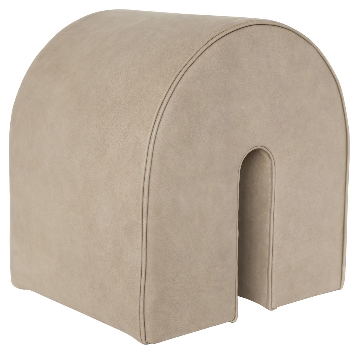 Curved Pouf, light brown leather