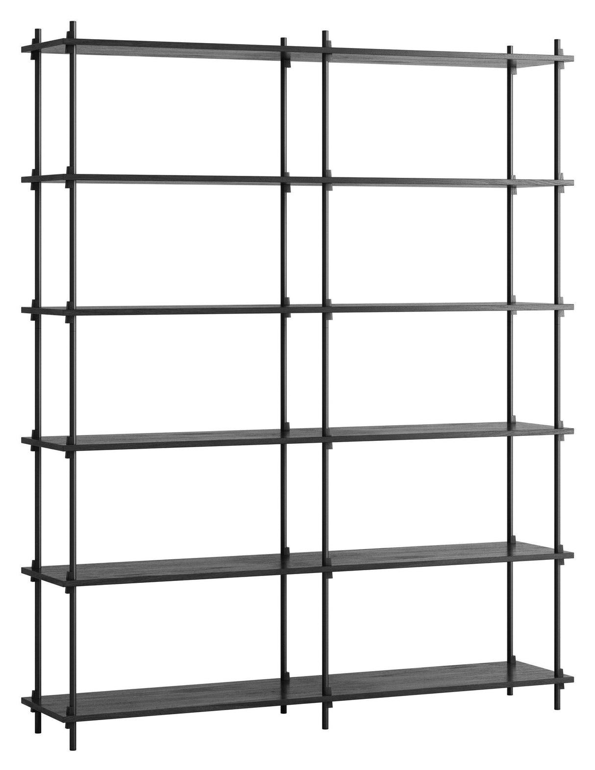 Shelving System, 2 bays, 12 shelves, H:200, Black/black