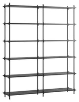 Shelving System, 2 bays, 12 shelves, H:200, Black/black