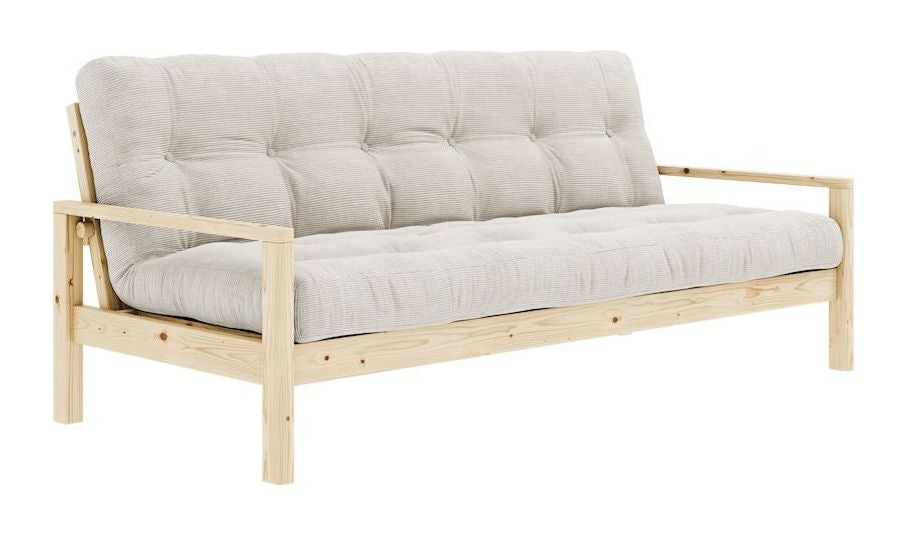 Knob Sofa bed, lacquered pine, Ivory velvet