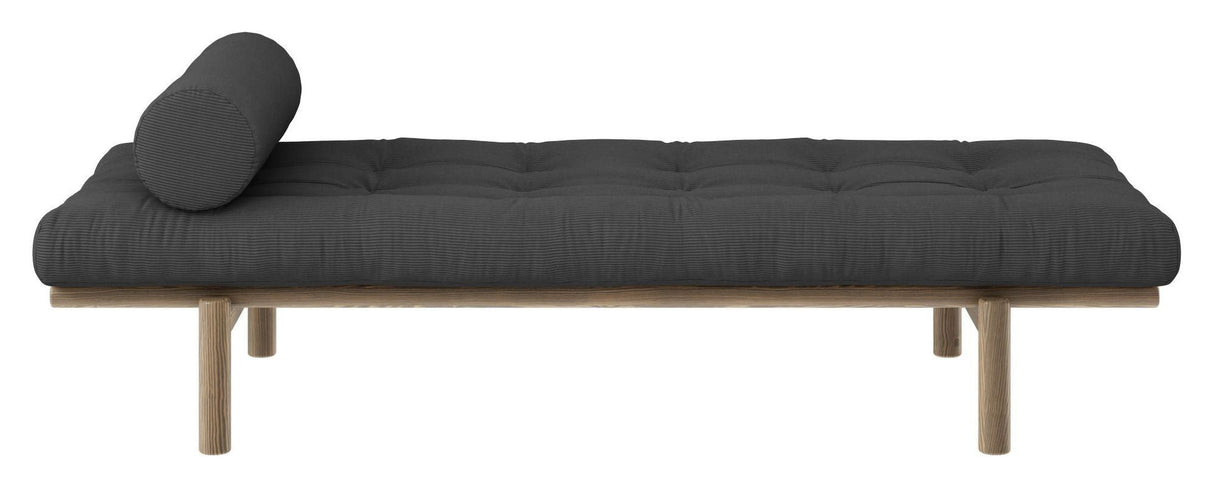 Next Daybed Sofa bed, Brown lacquered pine, Dark Gray velvet