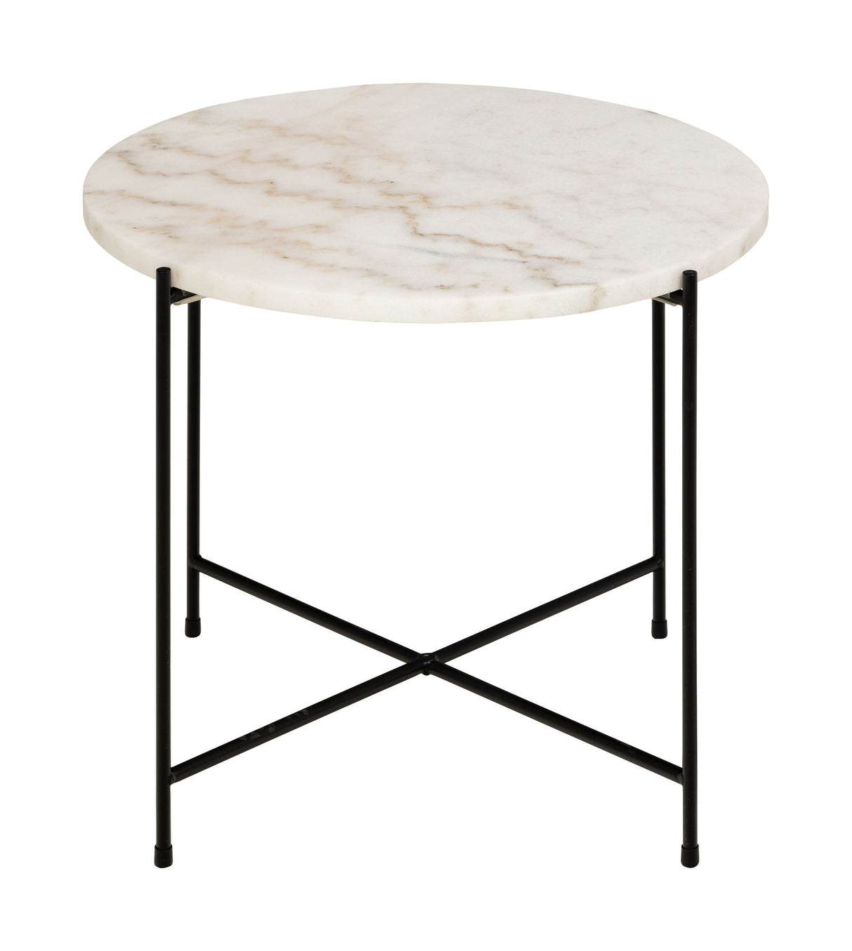 Avila Side table in polished white Guangxi marble, Ø52