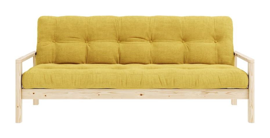 Knob Sofa bed, Lacquered pine, Honey velvet