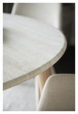 Taransay Dining table, Beige travertine, White pigm., Ø125