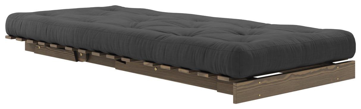 Roots 90 Sofa bed, Brown lacquered pine, Dark Gray