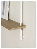 Wall Shelving, 2 bays, 5 shelves, H:85, Oak/White