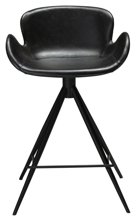 Gaia counter stool SH: 65cm, vintage black leatherette with black legs