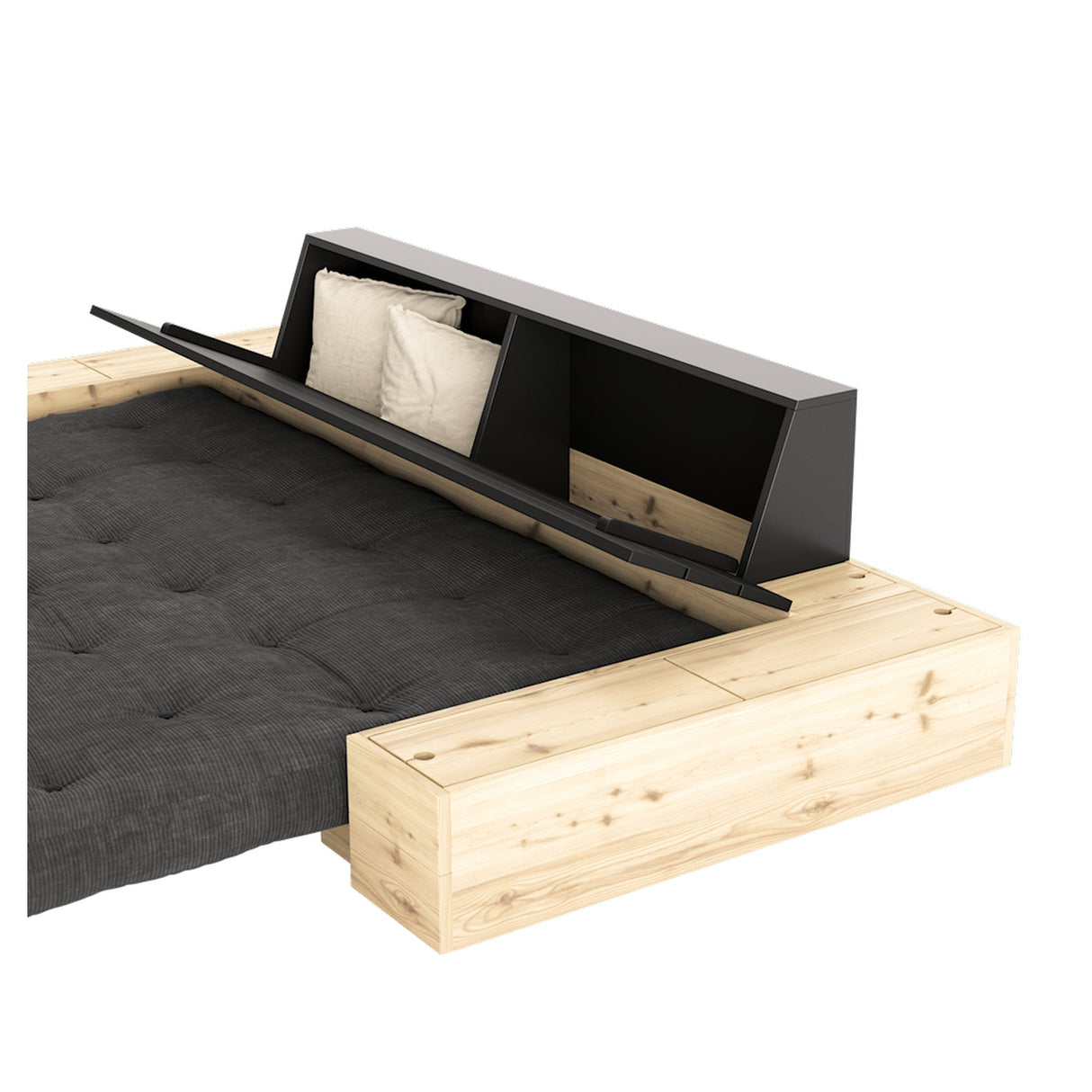 Base Sofa bed with Sideboxes, Gray/nature