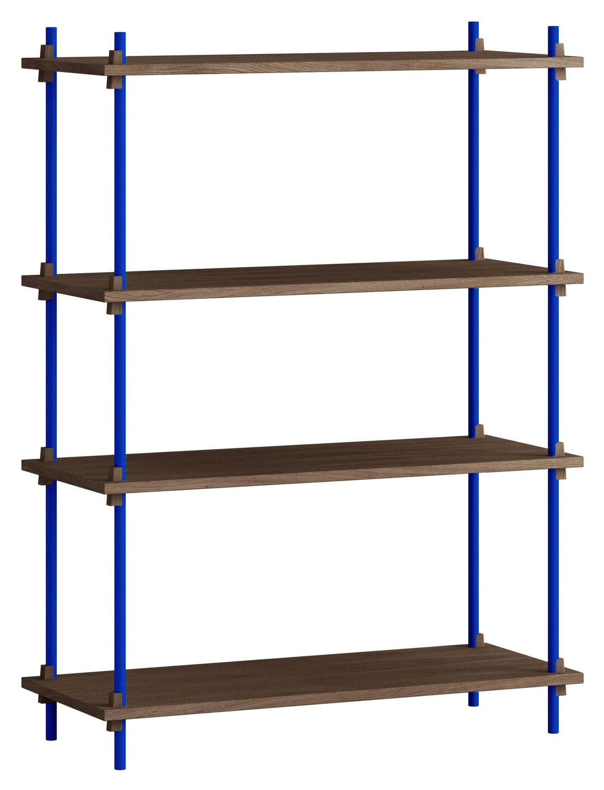 Shelving System, 1 bay, 4 shelves, H:115, Smoked Oak/Blue