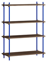 Shelving System, 1 bay, 4 shelves, H:115, Smoked Oak/Blue