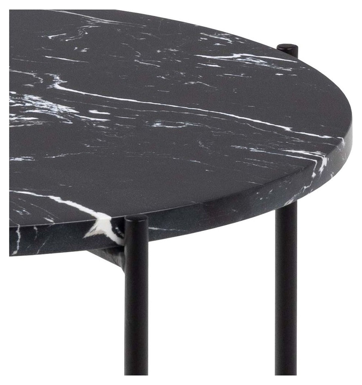 Avila Side table, Black art marble, Ø42x45