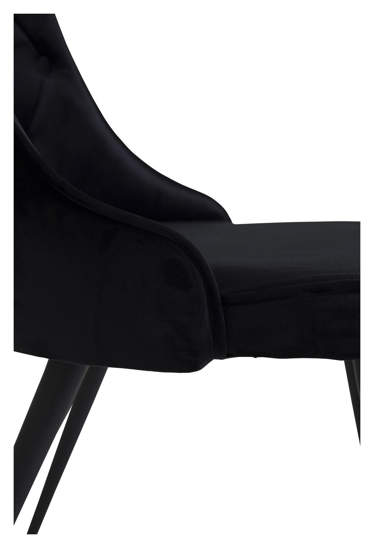 Velvet Dining chair with square backrest, Black Velvet