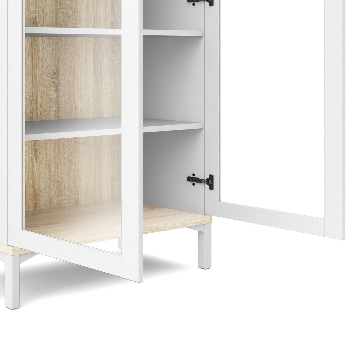 Roomers Vitrine cabinet with 2 doors - White/Oak structure