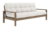 Knob Sofa bed, Brown lacquered pine, Off white