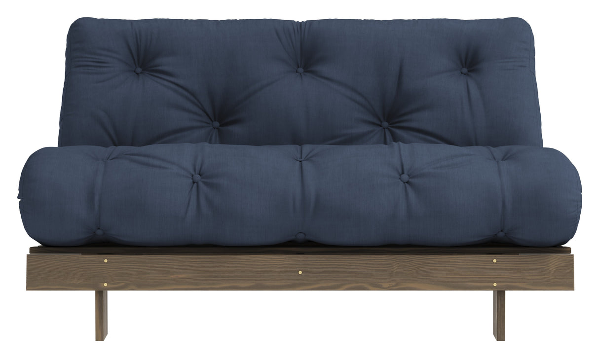 Roots 140 Sofa bed, Brown lacquered pine, Navy