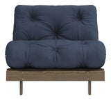 Roots 90 Sofa bed, Brown lacquered pine, Navy