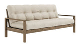 Knob Sofa bed, Brown lacquered pine, Beige