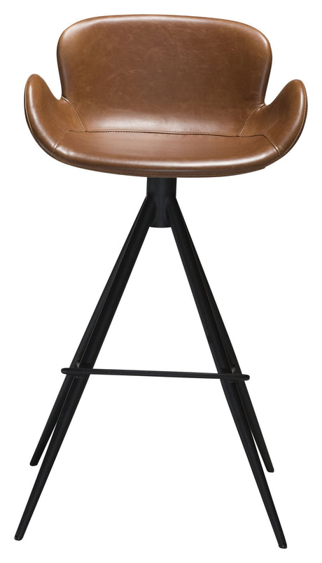 Gaia Bar stool, vintage light brown leatherette with black legs