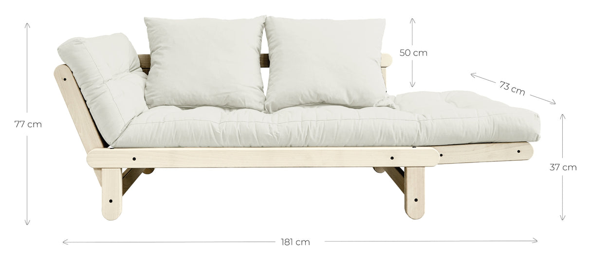 Beat Sofa bed, White lacquered, Pine/Linen