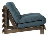 Roots 90 Sofa bed, Brown lacquered pine, Petrol Blue