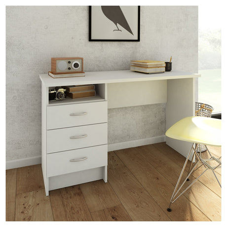 Function Desk - White w/3 drawers