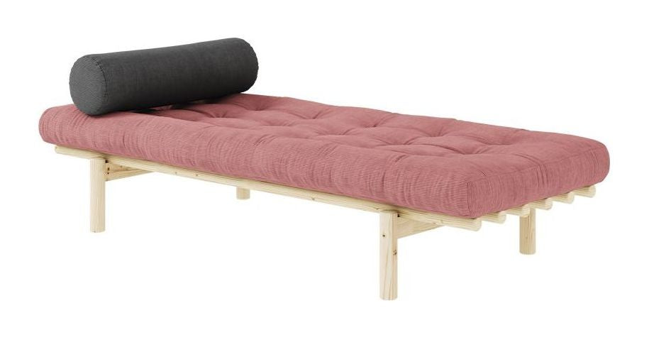 Next Daybed, Lacquered Pine, Sorbet Pink Velvet