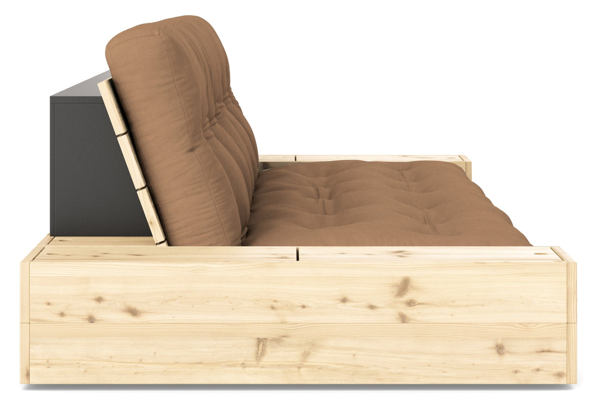 Base Sofa bed with Sideboxes, Mocca/nature