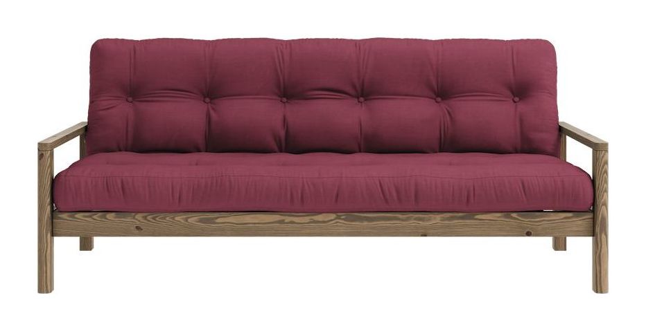 Knob Sofa bed, Brown lacquered pine, Bordeaux