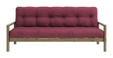 Knob Sofa bed, Brown lacquered pine, Bordeaux