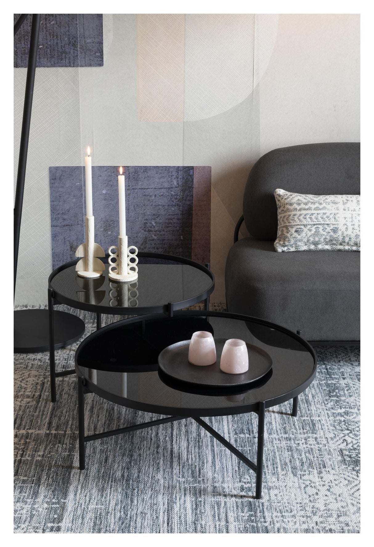 homii Li Coffee table, Ø80/Ø62, Black