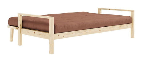 Knob Sofa bed, Lacquered Pine, Clay Brown