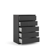 Naia Chest w/5 drawers - Matte black foil