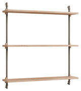 Wall Shelving, 1 bay, 3 shelves, H:85, Oak/Gray