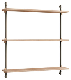 Wall Shelving, 1 bay, 3 shelves, H:85, Oak/Gray