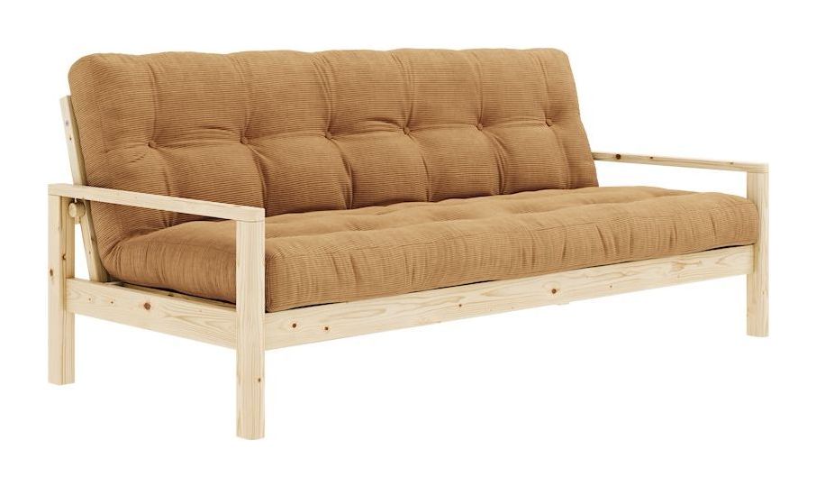 Knob Sofa bed, Lacquered pine, Brown velvet