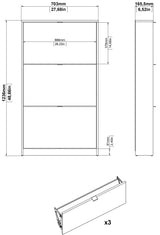 Shoes Shoe Cabinet 3 folding doors with 1 compartment - White