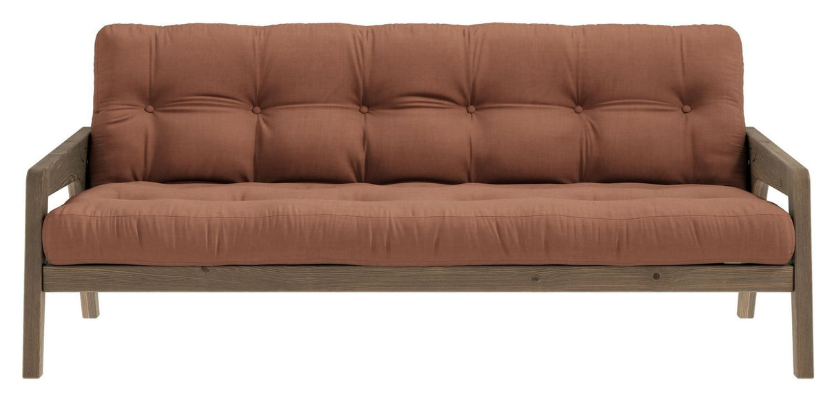 Grab Sofa bed, Brown lacquered pine, Clay Brown