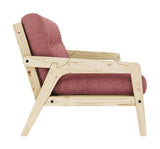 Grab Sofa Bed, Lacquered Pine, Sorbet Pink Velvet