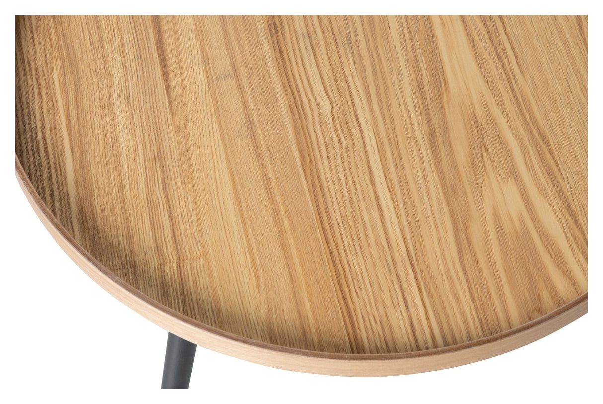 Woood Mesa Side Table L - Ash veneer/Black, Ø60